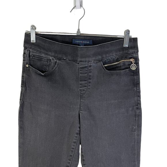 TOMMY HILFIGER Women's Gramercy Mid Rise Skinny Pull On Jeggings Jeans Black 8 - Picture 3 of 11